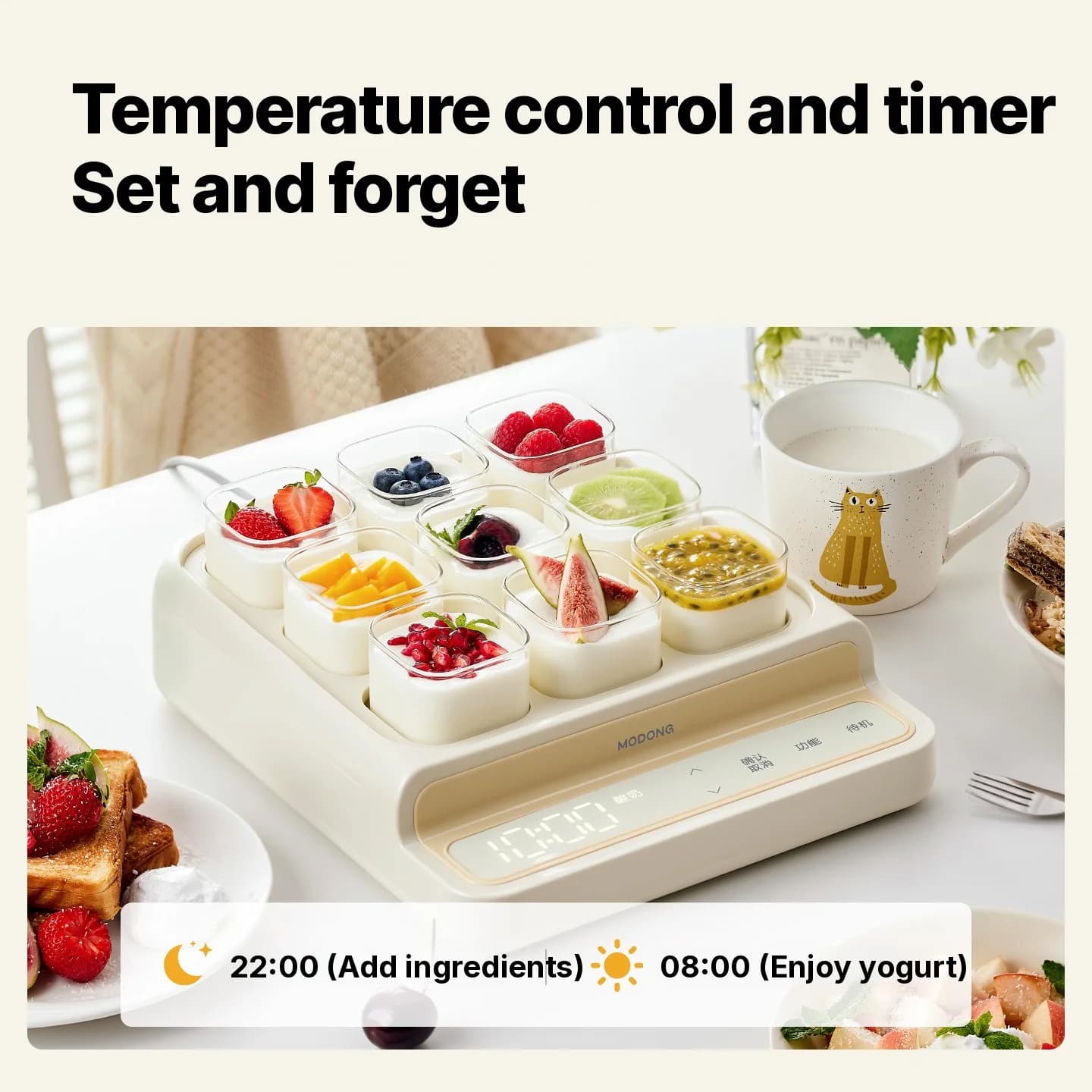 Yogurtiera da 9 tazze con pentola interna in vetro e timer
