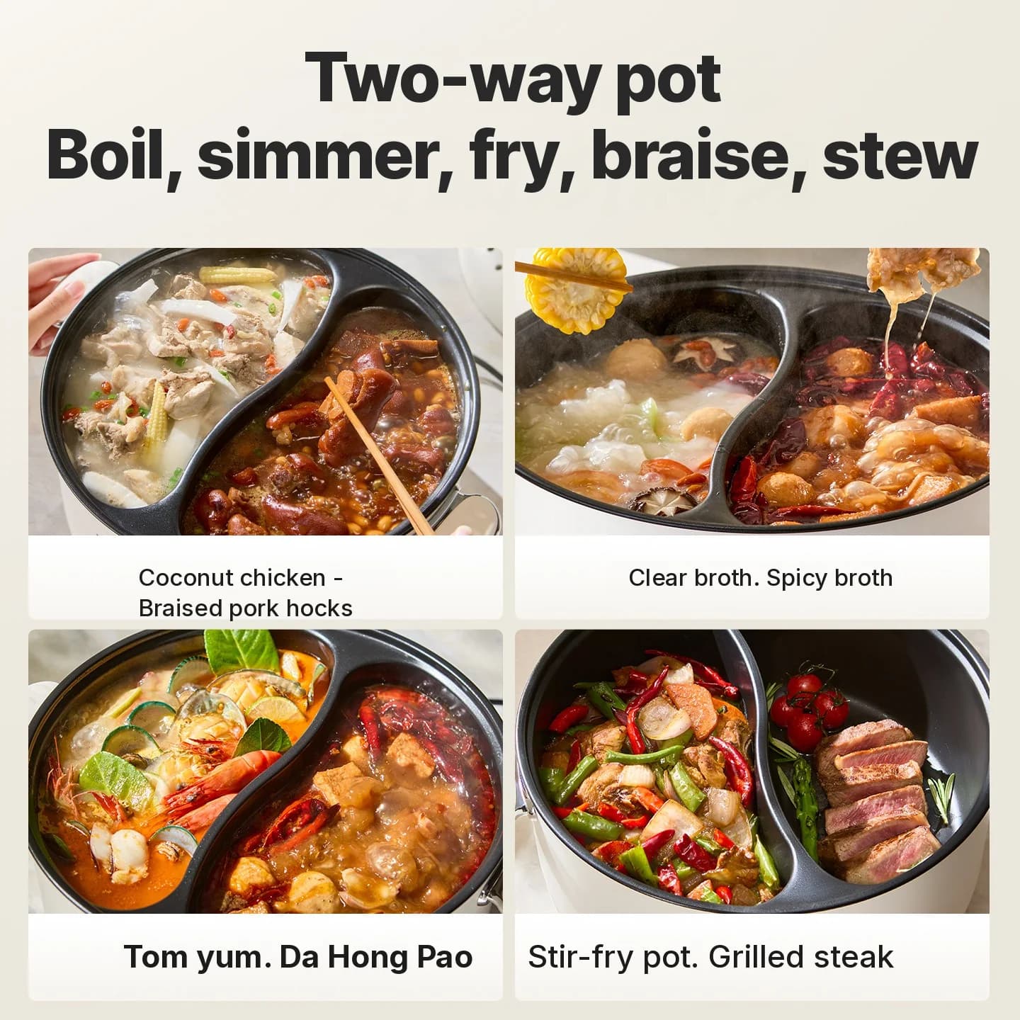 Hot pot elettrico 6L a doppia zona con controllo temperatura indipendente