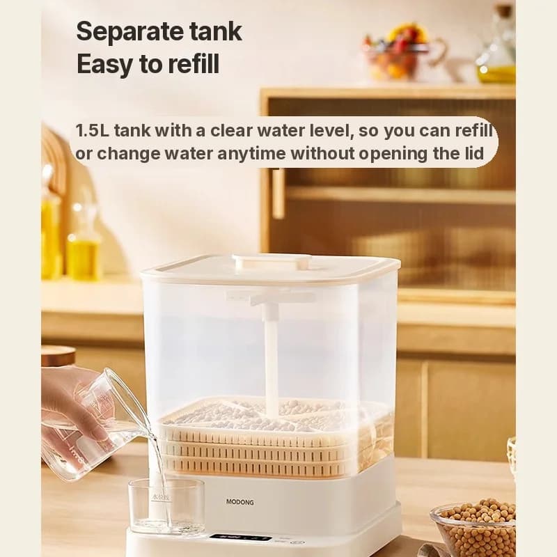 Germinatore Elettrico per Germogli Domestico 1,5L 20W a 3 Livelli