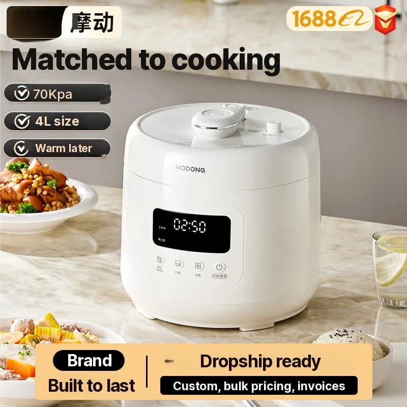 Pentola a pressione elettrica 4L con rivestimento in ceramica, 800W, timer 17-24H