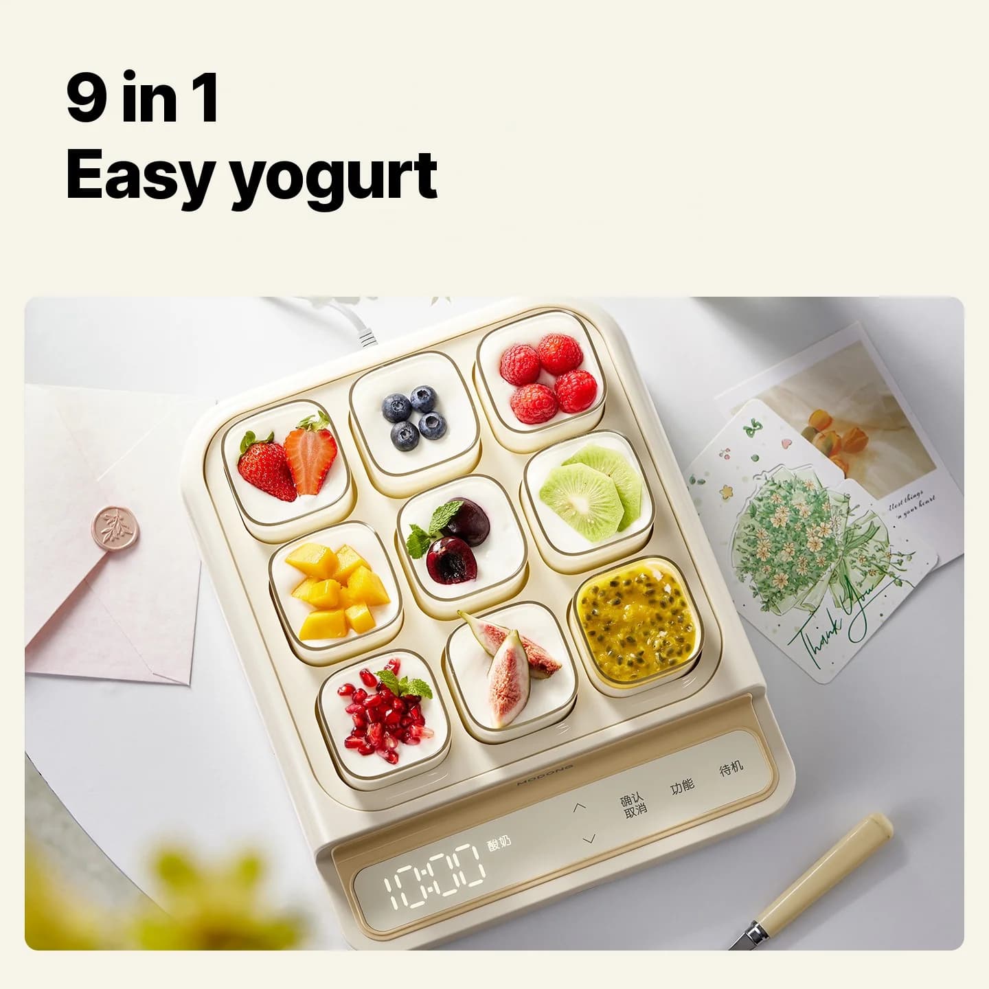 Yogurtiera da 9 tazze con pentola interna in vetro e timer