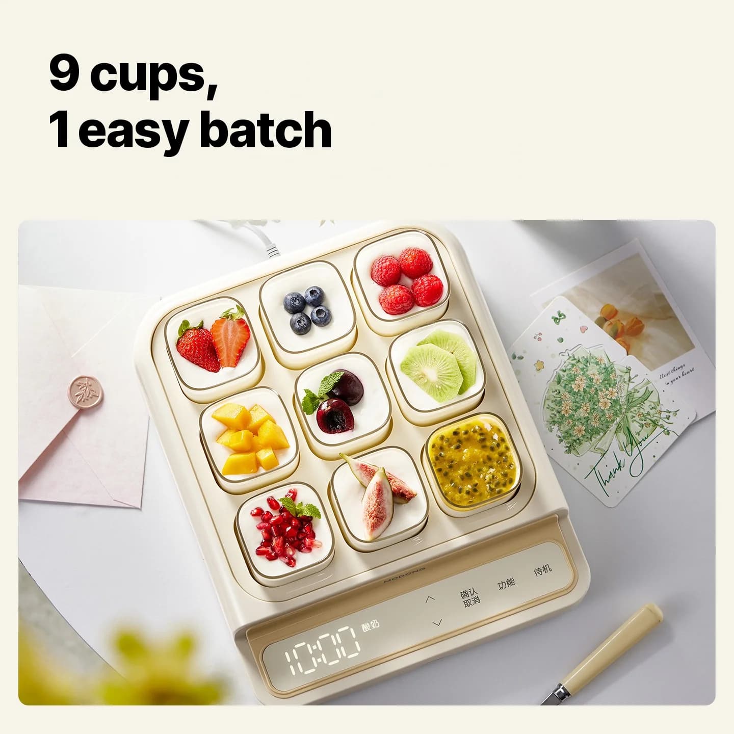 Yogurtiera a 9 Tazze con Pentola Interna in Vetro e Timer