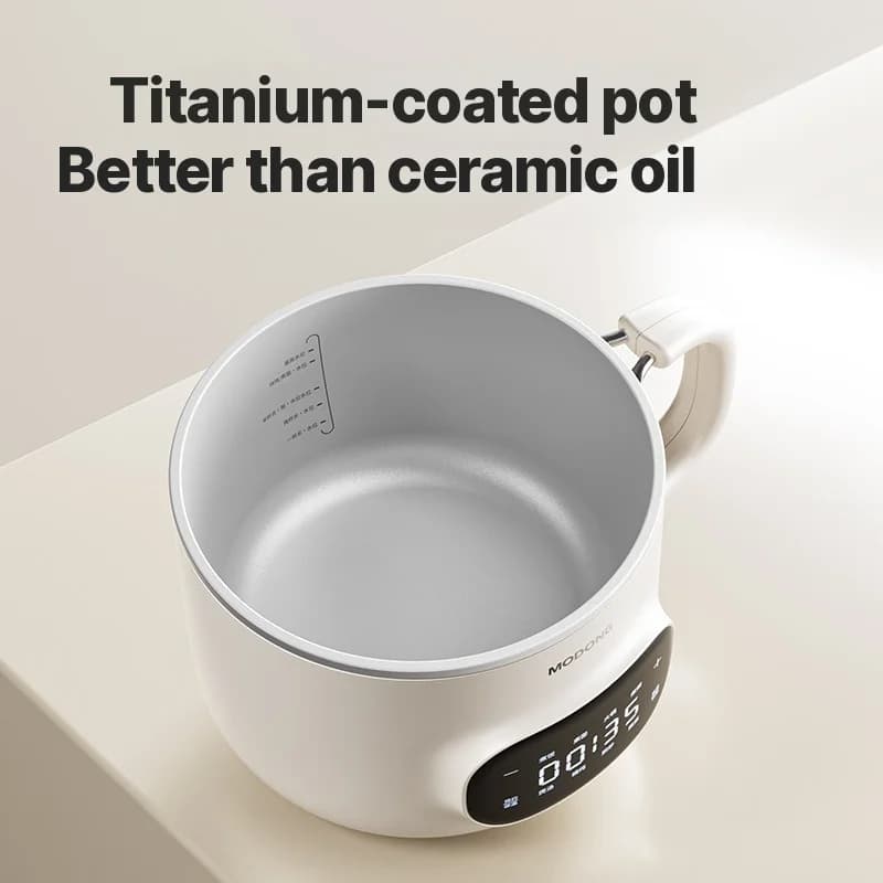 Mini Pentola da Cottura Elettrica 2L con Rivestimento Antiaderente in Ceramica e Vaporiera