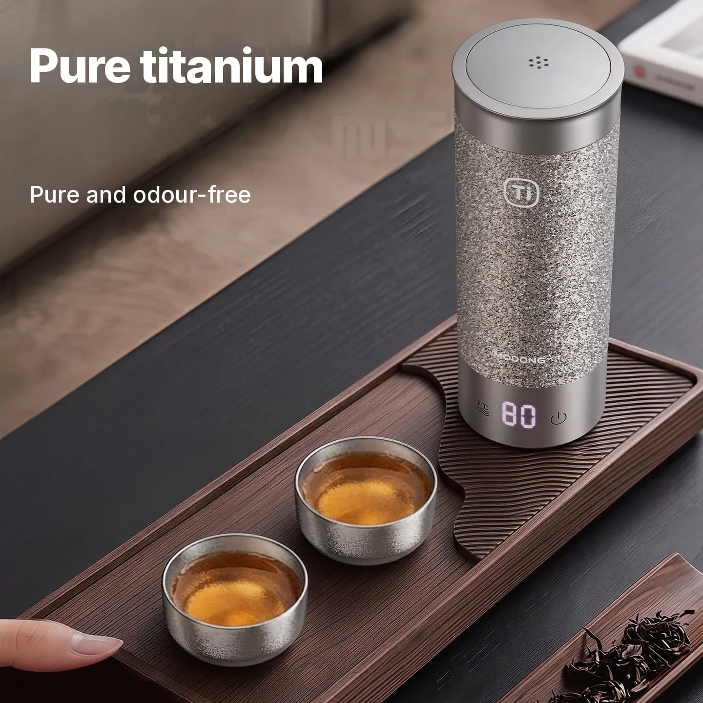 Set di tazze da tè Gongfu in titanio puro 55ml finitura semplice fatta a mano
