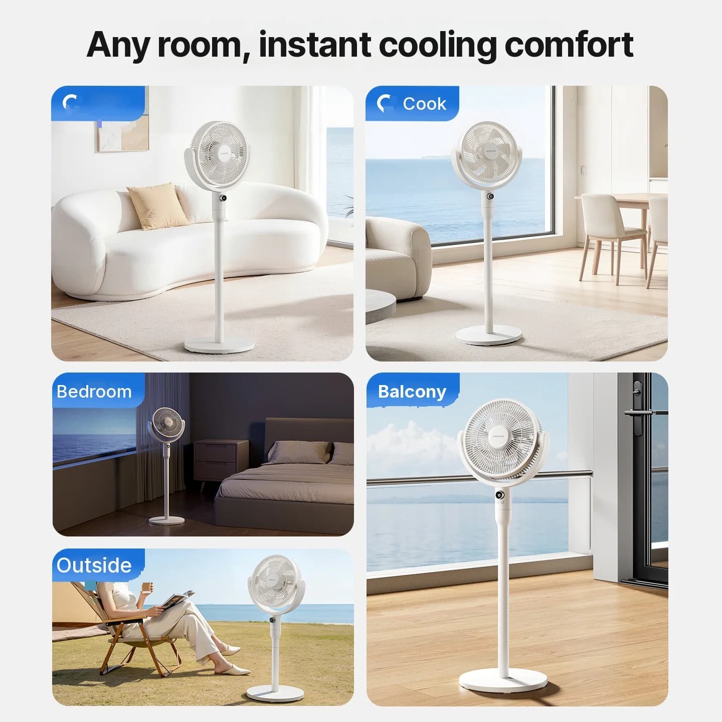 Ventilatore da tavolo a circolazione d’aria con controllo vocale e oscillazione