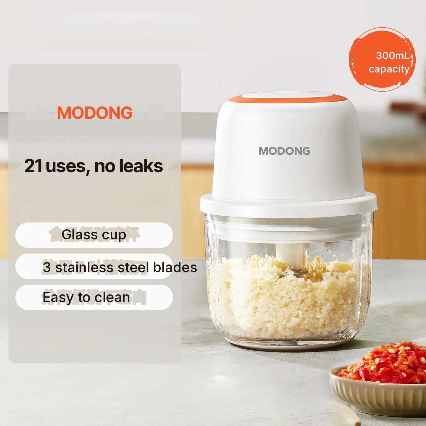 Tritatutto elettrico per aglio Mini food processor 300ml 5V 45W