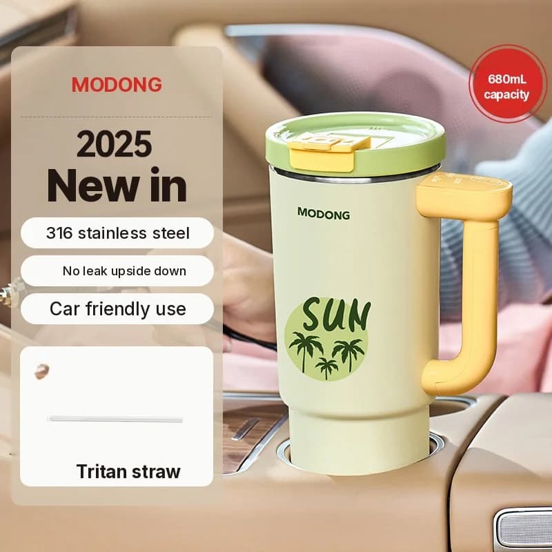 Tazza elettrica portatile con riscaldamento e interno in acciaio inox da 680ml