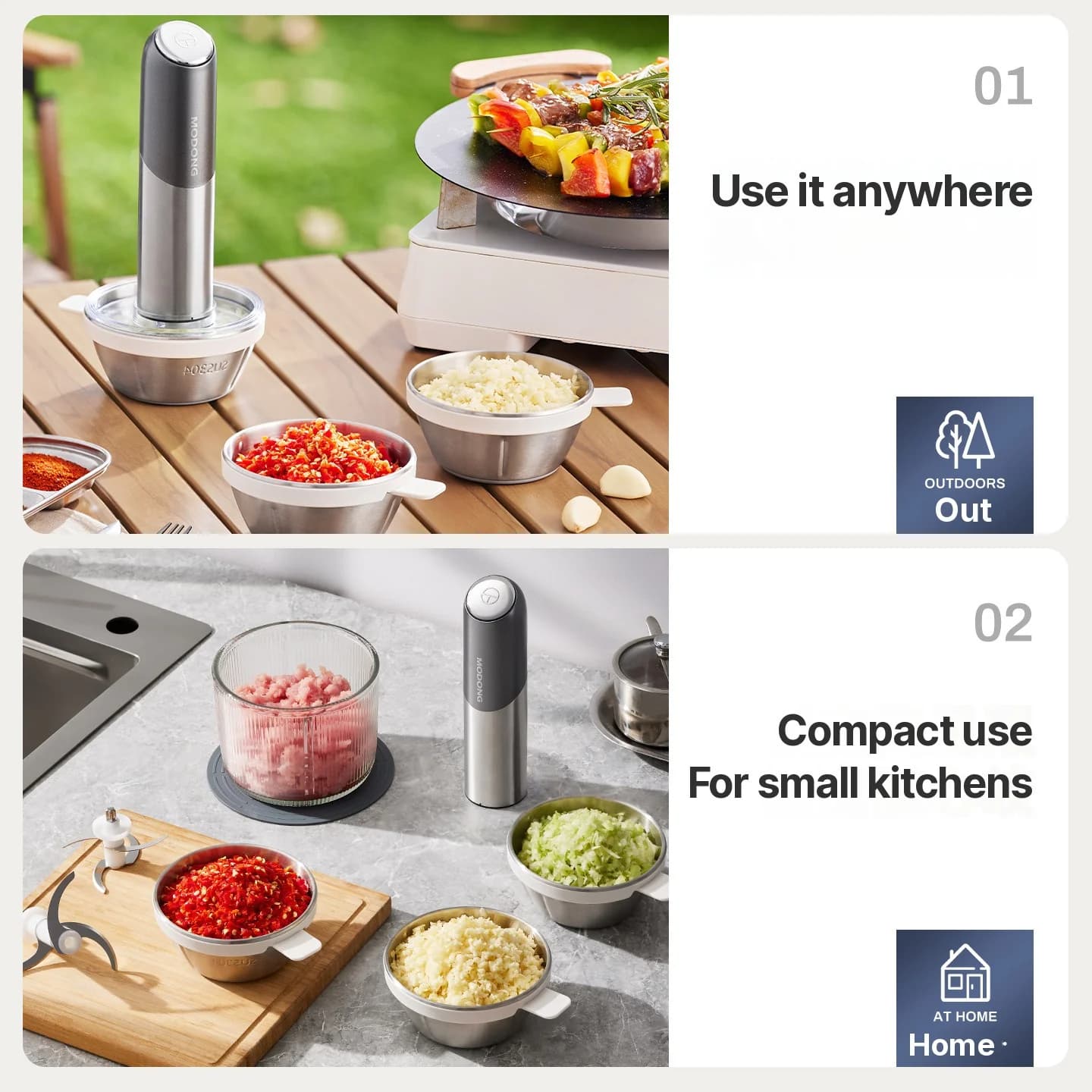 Tritatutto elettrico cordless 100W mini tritatutto per aglio