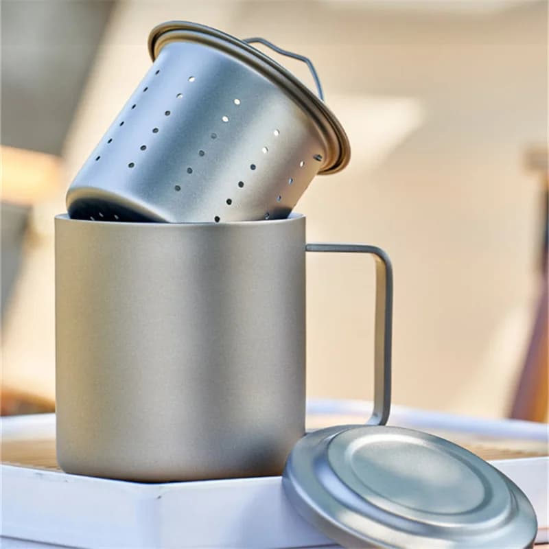 Mug infusore da tè in titanio puro 450ml